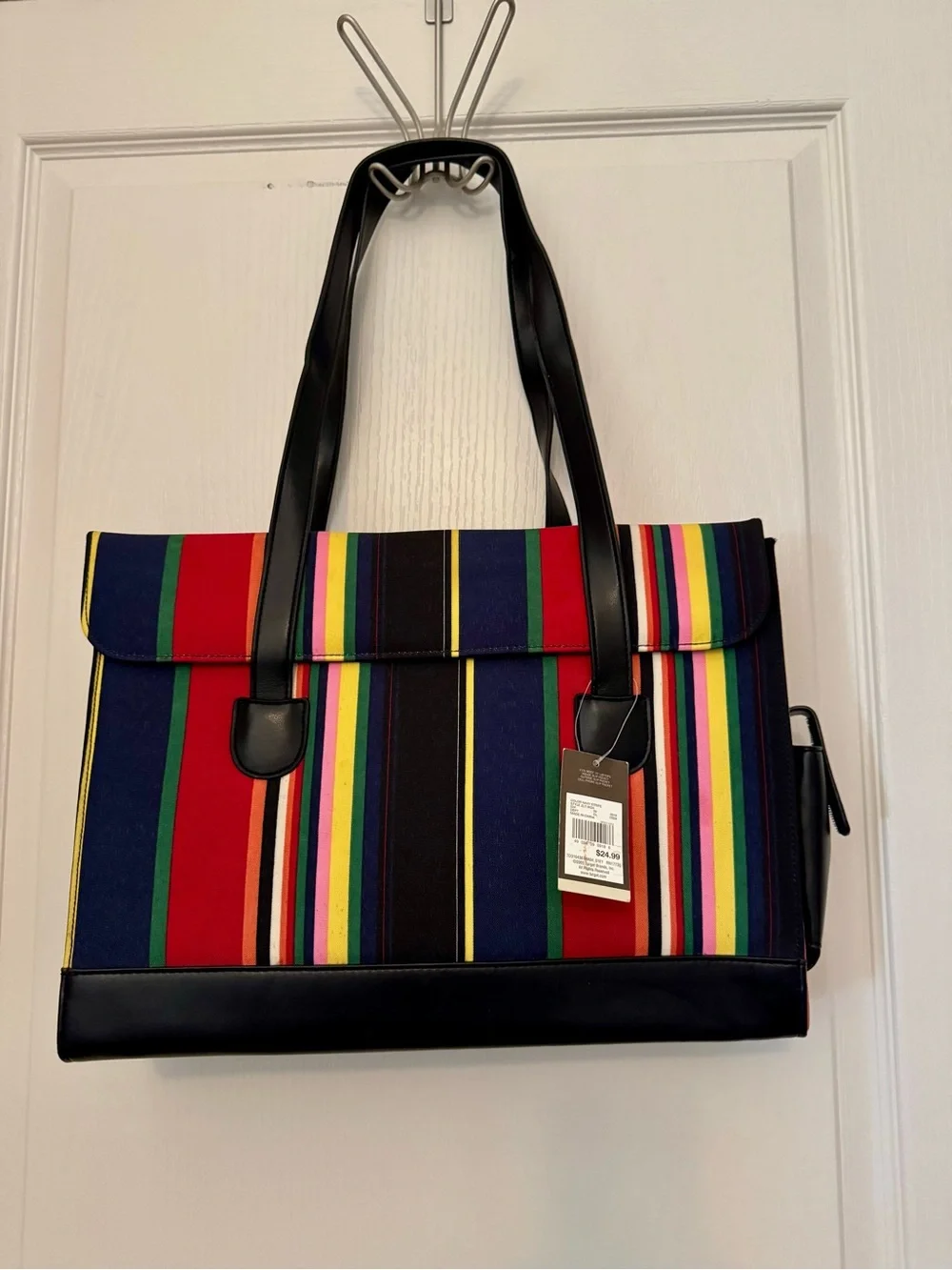 Merona Multi-Stripe Laptop Tote with Black Trim